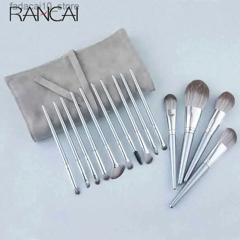 فرش المكياج Rancai 14pcs فرش مكياج محترفة مجموعة بروكاس Maquillaje الألياف الماكياج للنساء أدوات مستحضرات التجميل مع حقيبة جلدية Q240126