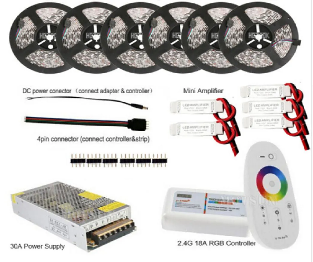 20m 30m RGB RGBW RGBWW LED Strip 5m 10m 60ledsm 5050 Waterdicht IP65 IP20 Flexibele Strips Touw Ruban 24G Afstandsbediening 18918516