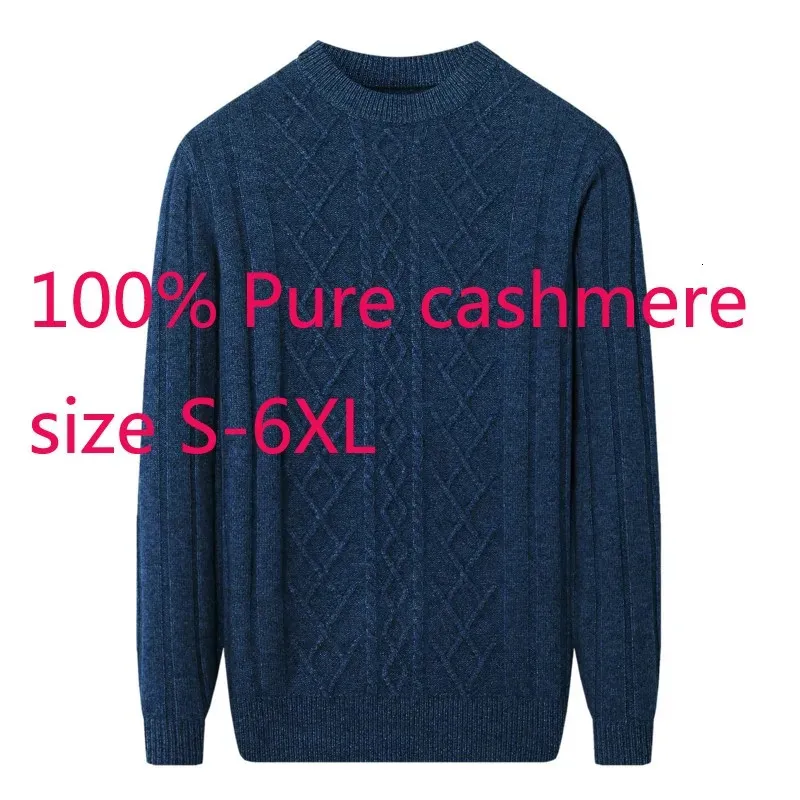 Ankunft Mode 100% Kaschmir Männer Verdickt Warme Übergroßen Casual Oansatz Computer Gestrickte Pullover Pullover Plus Größe S-6XL 240124