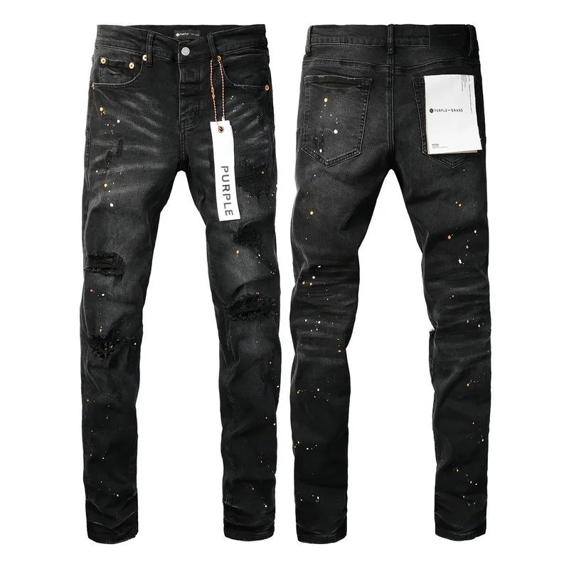 Paarse jeans denim broek heren jeans ontwerper Men Black Pants high-end gescheurde kwaliteit rechte ontwerp retro streetwear casual zweetbroek pu9045