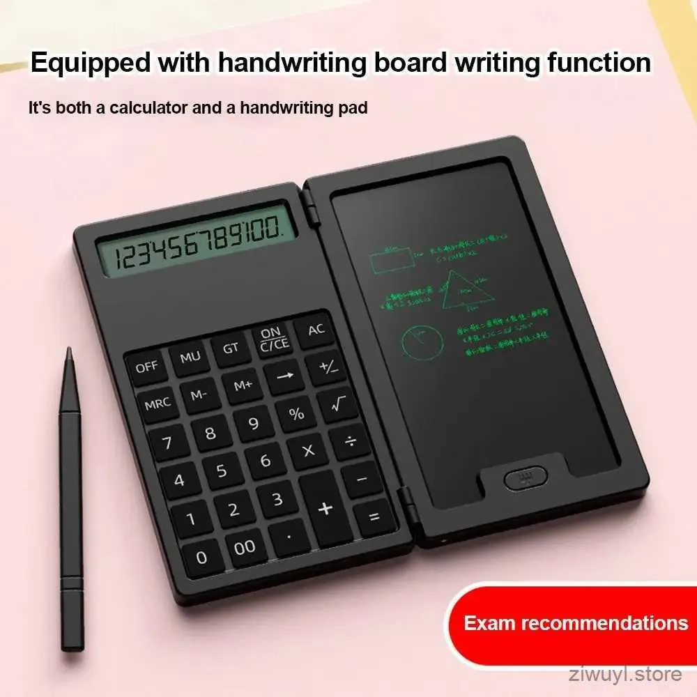Calculadoras mini calculadoras científicas dobráveis de 12 dígitos com 5 Polegada lcd bloco de notas almofada de escrita com caneta para estudantes escritório
