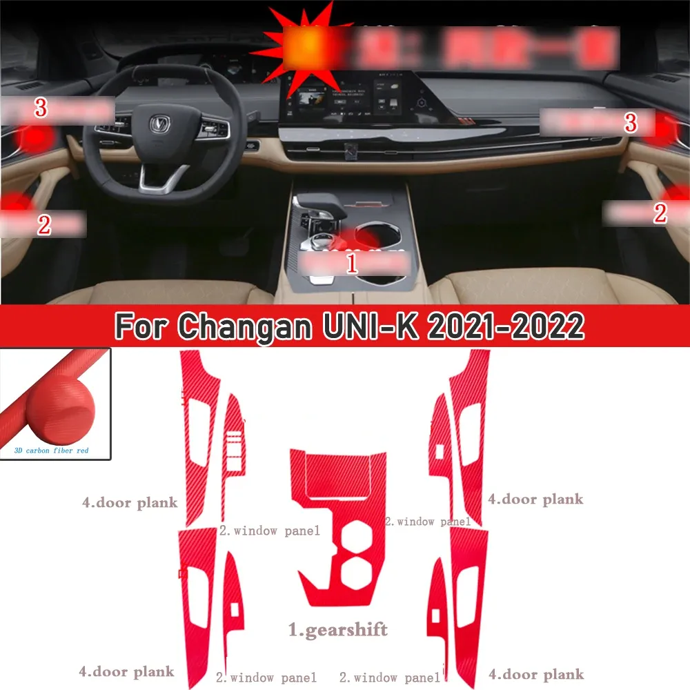 Car-Styling Carbon Fiber Car Interior Center Console Color Change Molding Sticker Decals For Changan UNI-K 2021-2022