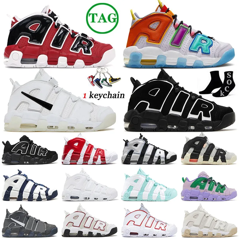 Top New Uptempos 96 Tênis de Basquete Copiar Colar Branco Preto Equipe Vermelha Uva Luz Aqua Hoops Céu Azul Baixo Lilás Volt Tatal Laranja Hoops Cevada Verde 96s Trainer Sneakers