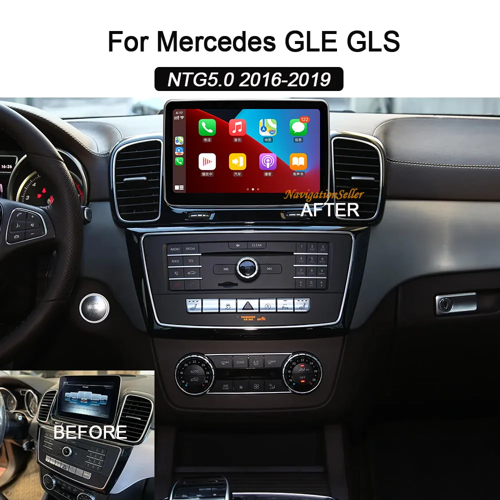 Reproductor multimedia para coche de 9 pulgadas para Mercedes Benz GLE GLS 2016-2019 Android 13 Navegación GPS CarPlay inalámbrico y AndroidAuto GPS Radio Estéreo Unidad principal DVD para coche