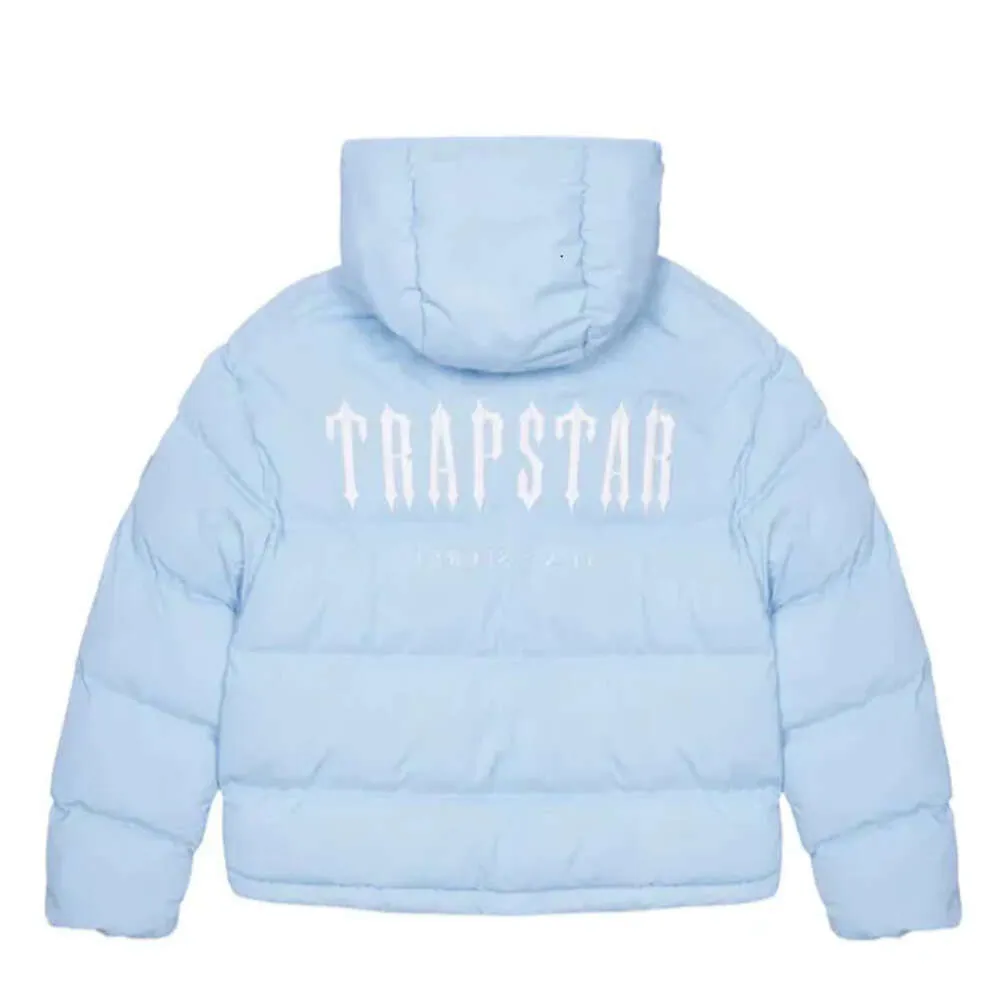 Trapstar London Decoded Puffer 2.0 Ice Blue Veste à capuche avec lettrage brodé Manteau d'hiver q8