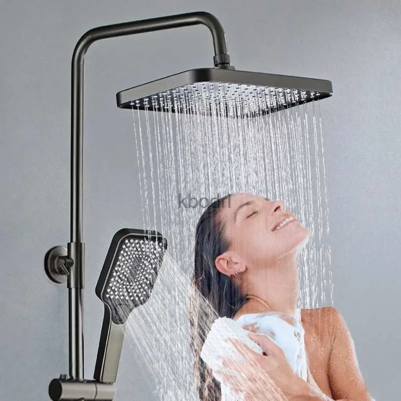 Bathroom Shower Heads 12 Inch Rainfall Head Supercharge Top Spray High Pressure Rain Wide Coverage 360 Swivel Accessories YQ240126