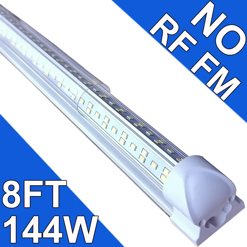 8ft LED-butiksljus fixtur, 8 fot 144w 8 'Garage Light 96' 'no-rf rm T8 Integrerat LED-rör, länkbara LED-glödlampor garage, plug and play high output Mount usa usastock