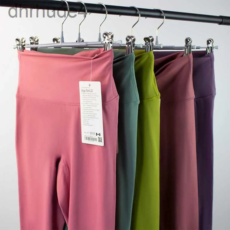 Lulu-mallas alineadas para mujer, pantalones elásticos de cintura alta sin costuras, medias realzadoras para entrenamiento, pantalones deportivos para gimnasio HP49