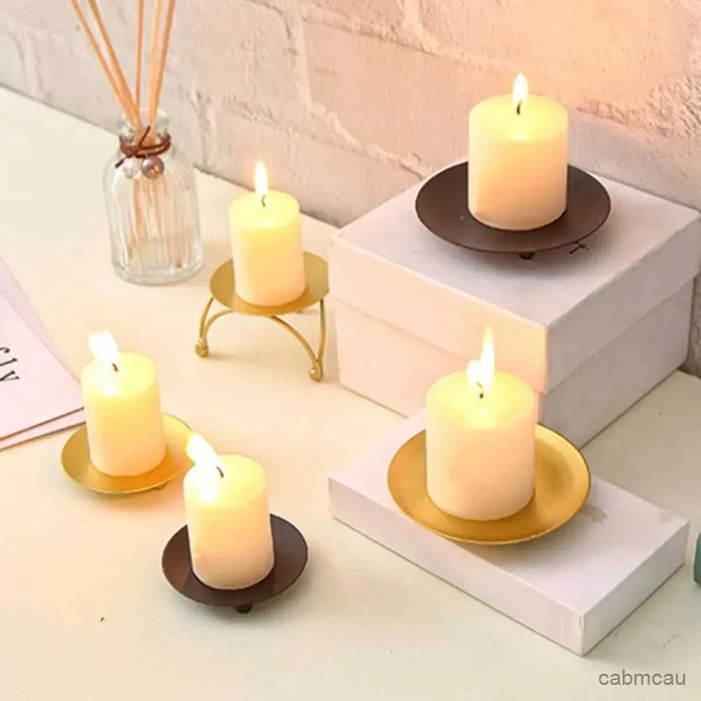 2st Candle Holders Unikt Candle Tray Lightweight Candle Holder Anti-rost Skapa atmosfärer Ljus Golden Color Black Container
