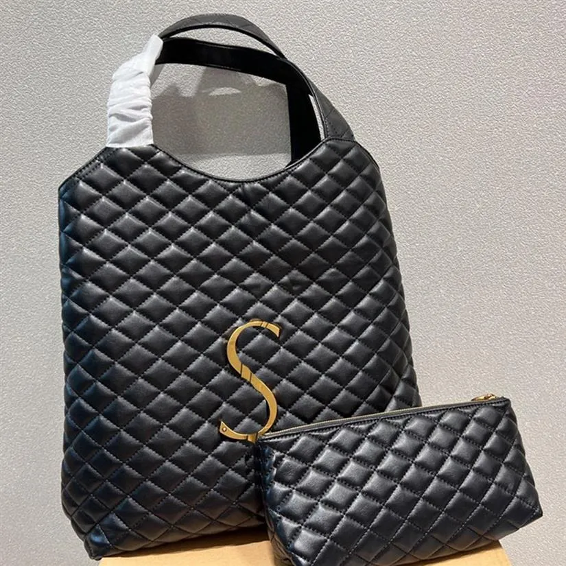 Mode Trend Tote Women Totes Handbag Woman Designer Icare Maxi Shopping BACK Black White Leather Travel Axel Beach Väskor Handb223w