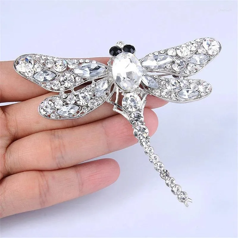 Broscher vintage design shinny crystal strass dragonfly för kvinnor klär halsduk brosch stift smycken tillbehör gåva insekt