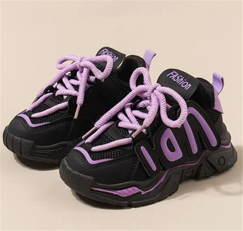 Children's Western Style Thick Sole Sports Shoes 2024 New Girl's Versatile Middle and Big Boys Tide Shoes Soft Sole Casual Shoes Tide