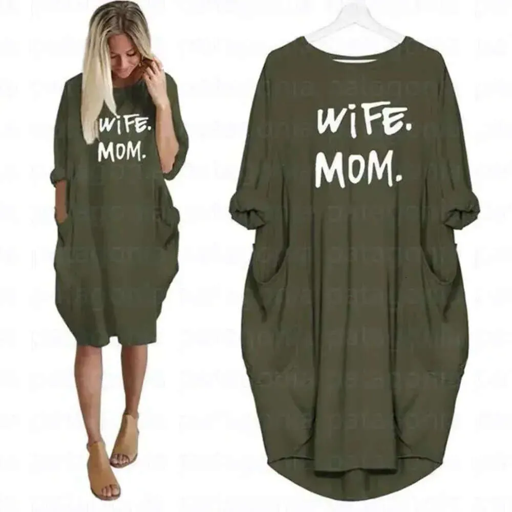 Femme maman robes d'été décontracté femmes mode col rond t-shirt à manches longues robe d'été mince robe Sexy grande taille S-5Xl 745 745