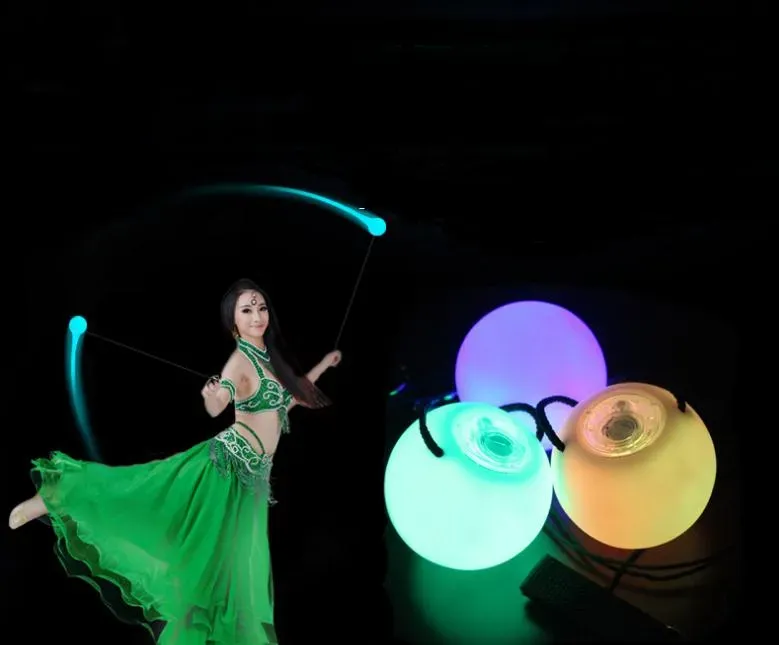 POI LED Luminous Throw Balls Diameter 8cm for Belly Dance Stage Performance Talent Show Hand Props Gradient Change Color SN2693