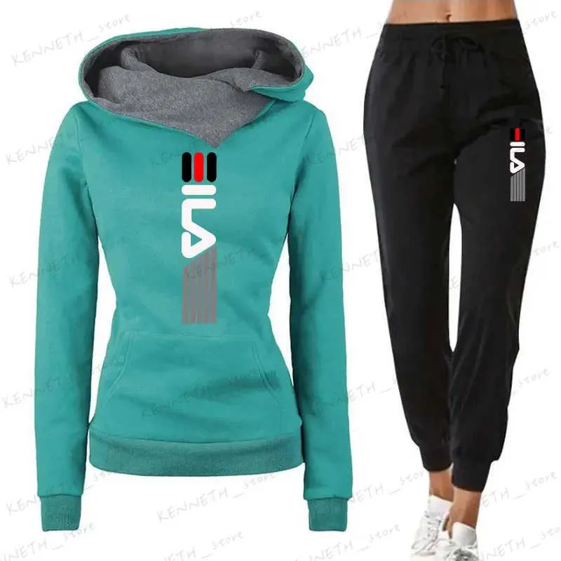 Men's Hoodies Sweatshirts Tracksuit Women Winter 2023 Female Pullovers Hoodies+Pants Jogging Woman Two Pieces Set Sports Suit for Women Clothing Outfits T240126