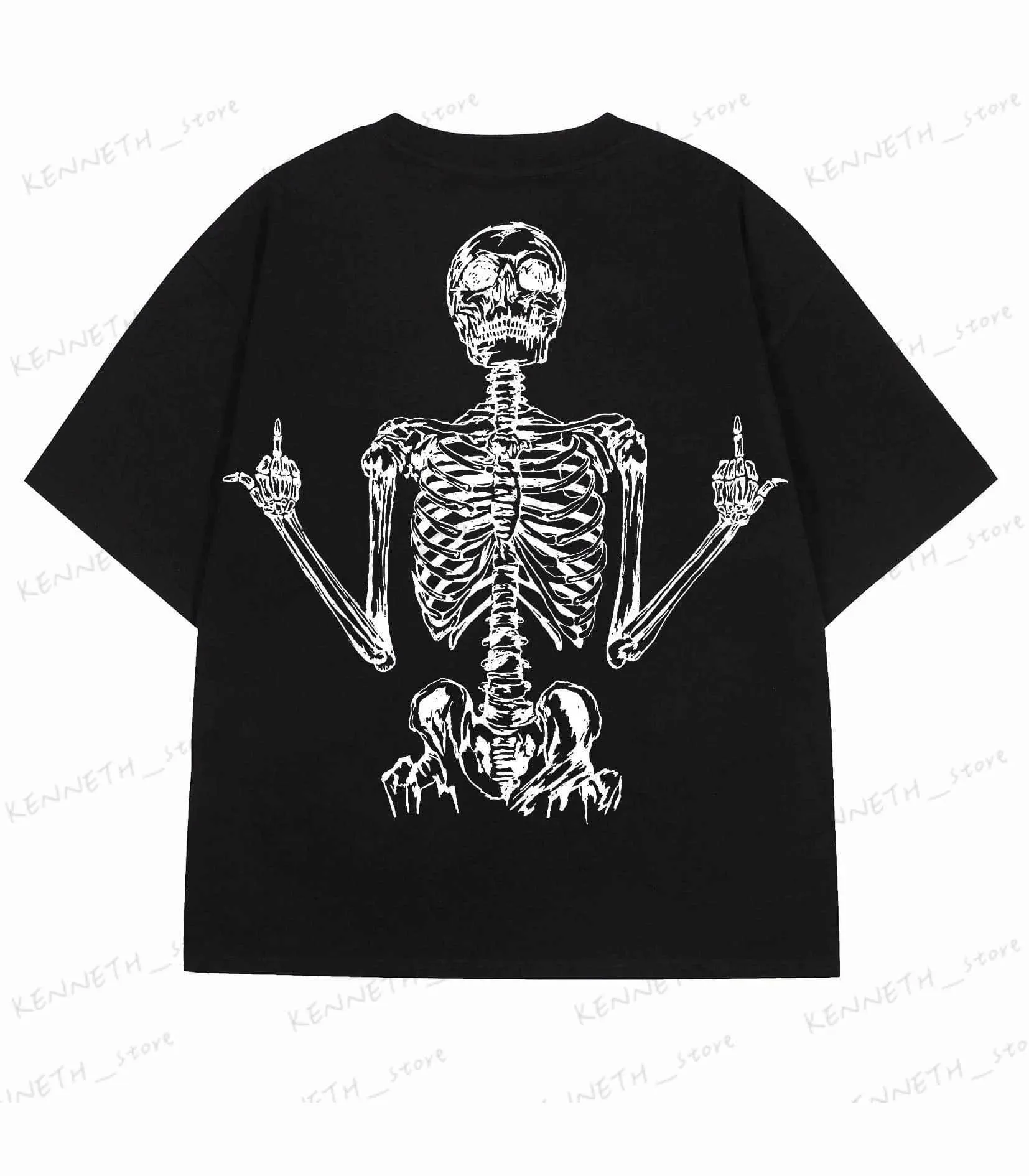 Men's T-Shirts Harajuku American skull Print graphic t shirts y2k tops New high quality cotton streetwear 2023 oversized vintage t shirts men T240126