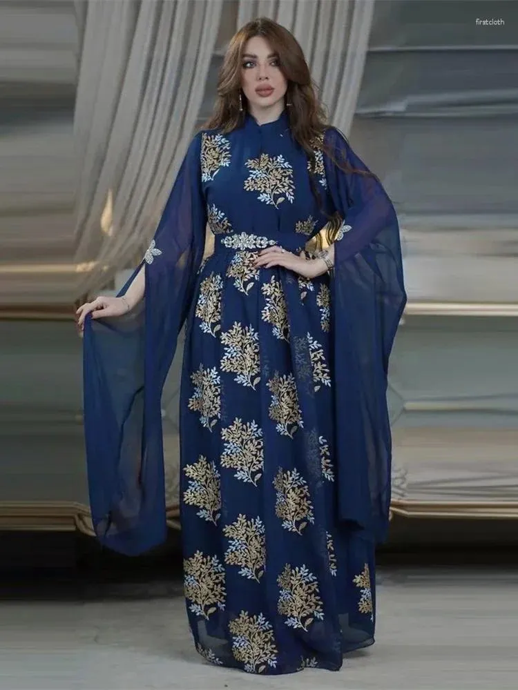 Abbigliamento etnico Eid Ramadan Abito musulmano Donna Abaya Caftani Maglia con paillettes Abiti da sera Dubai Turchia Islam Abito lungo Femme Abiti