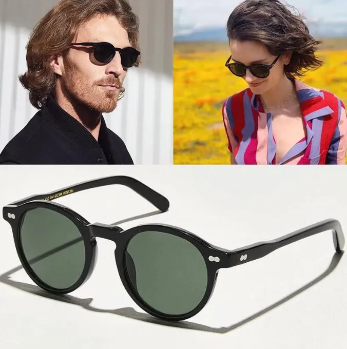 Hommes Lunettes de soleil polarisées rondes Lady Fashion Johnny Depp Lunettes de soleil Femme Marque Vintage Acétate Conduite Shades LEMTOSH Lunettes de vision nocturne avec boîte