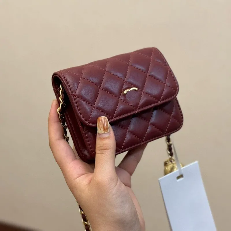 Mini Golden Ball Women Counter Counter Bag 12cm مع سلسلة من الجلد القابل للتعديل الجلود الفاخرة حقيبة يد إبطية حقيبة عملة رجعية حقيبة مفتاح الحزمة