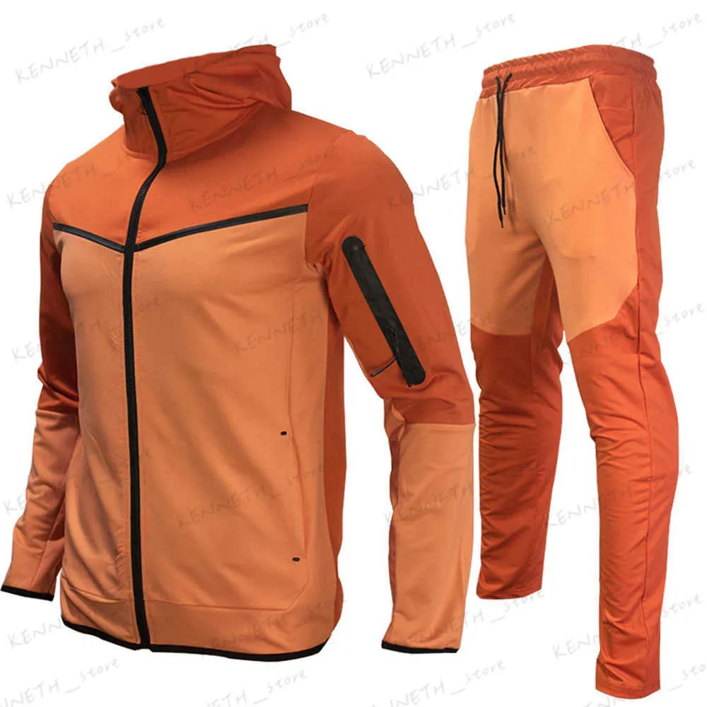 Tute da uomo Set da allenamento per uomo Kit da palestra Abbigliamento sportivo Cerniera traspirante Top Fitness Jogging Tute sportive Felpe da corsa Pantaloni sportivi T240126