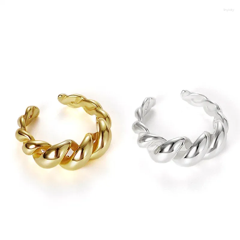 Bagues de cluster Mode Twist Creux Doigt Pour Femmes Style Punk Cuivre Géométrique Français Bague Femelle Accessoires Charme Cadeaux Ouverts