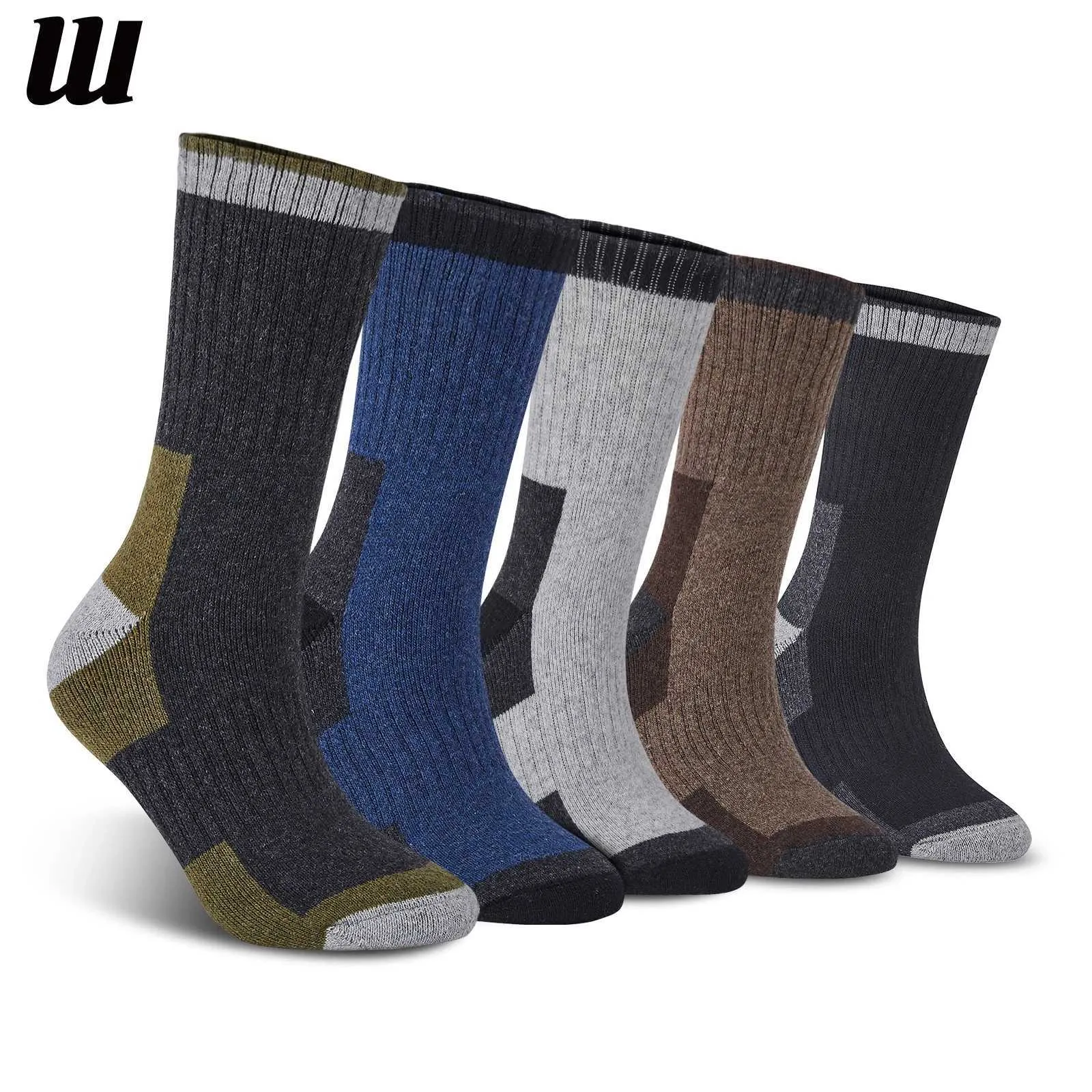 Sportstrumpor 5 par Merino Wool Socks For Men Winter Thatch Thermal Casual Wool Socks Cozy Warm Snow Handing Socks for Outdoor Sports YQ240126