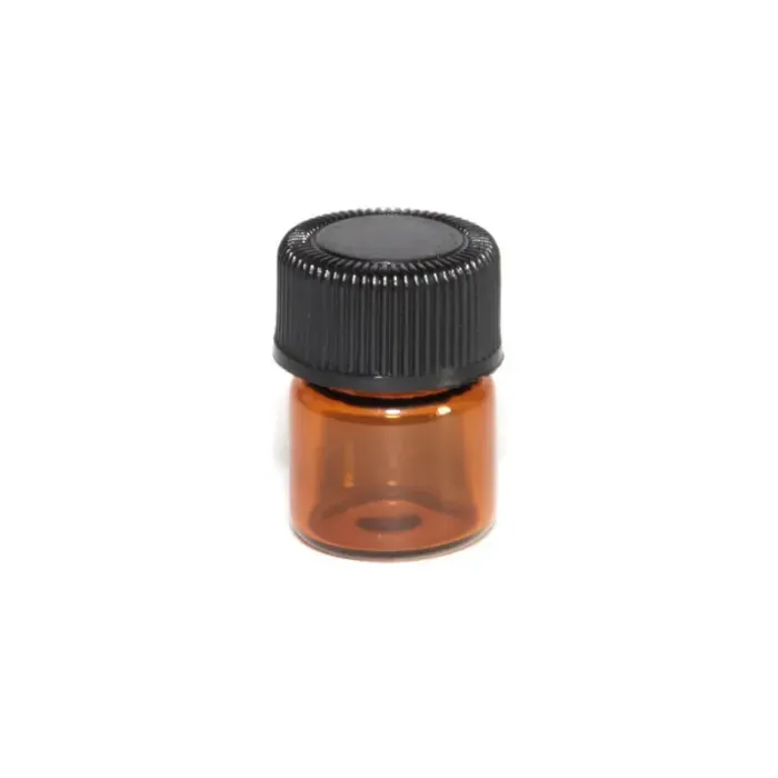 1ML/ 2ML Amber Glass Oil Bottles perfume sample tubes Bottle with Plug and caps