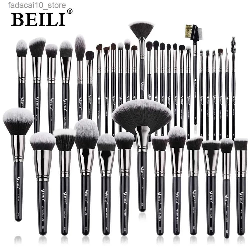 Pennelli per trucco BEILI Natural Black 15-42 pezzi Pennelli per trucco Set Fondotinta in polvere Correttore Sopracciglio Ombretto pinceaux de maquillage Q240126