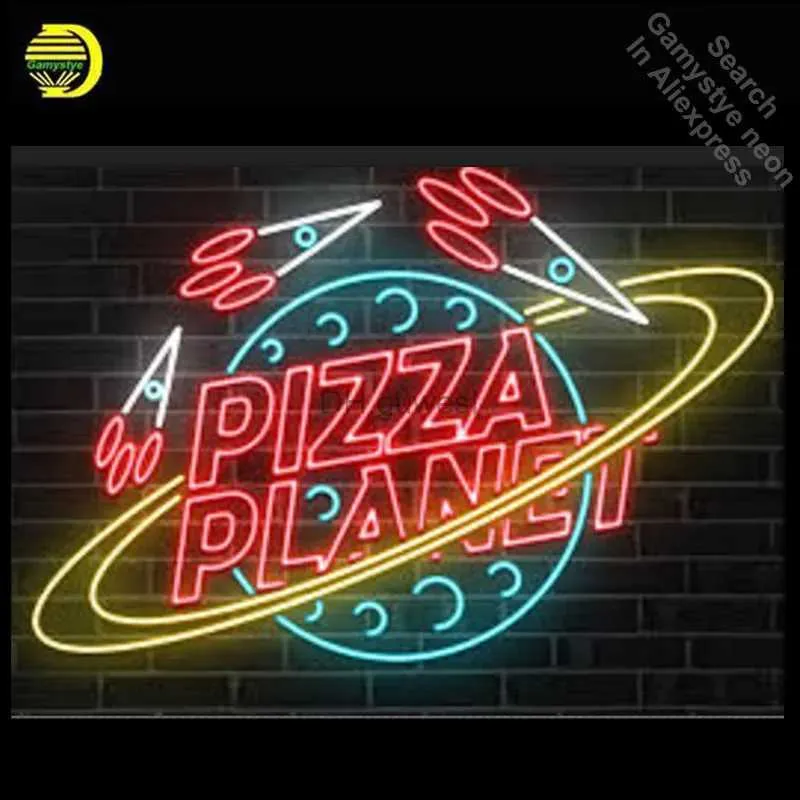 LED Neon Sign Neon Sign PIZZA PLANET Neon Bulbs Recreation Beer Glass Tube Handcraft Neon Light Lamp Anime Room Decor Hotel Neon Light Wall YQ240126