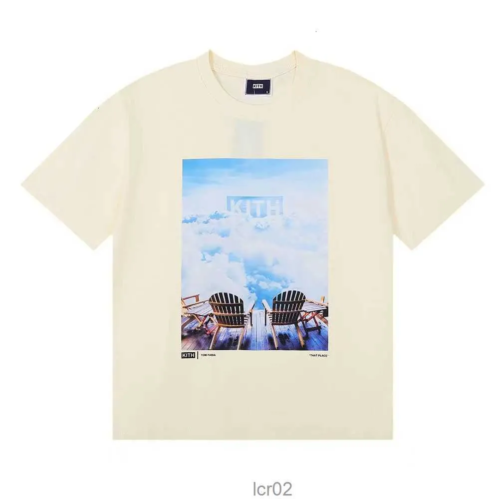 Kith Mens 디자인 티셔츠 봄 여름 여름 23 컬러 티 휴가 짧은 소매 캐주얼 글자 인쇄 상단 크기 범위 크기 S-XL C1