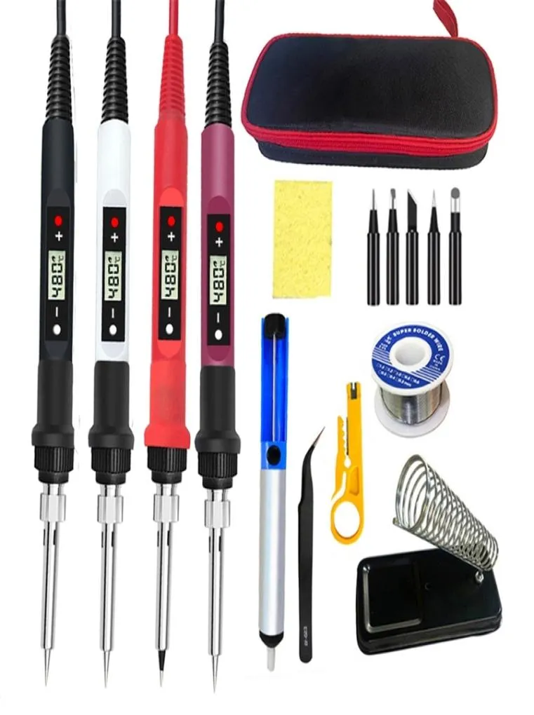 80W Digital Electric Soldering Iron Kit Set Temperature Adjustable 220V 110V Welding Tool Ceramic Heater Soldering Tips Rework 2113918636