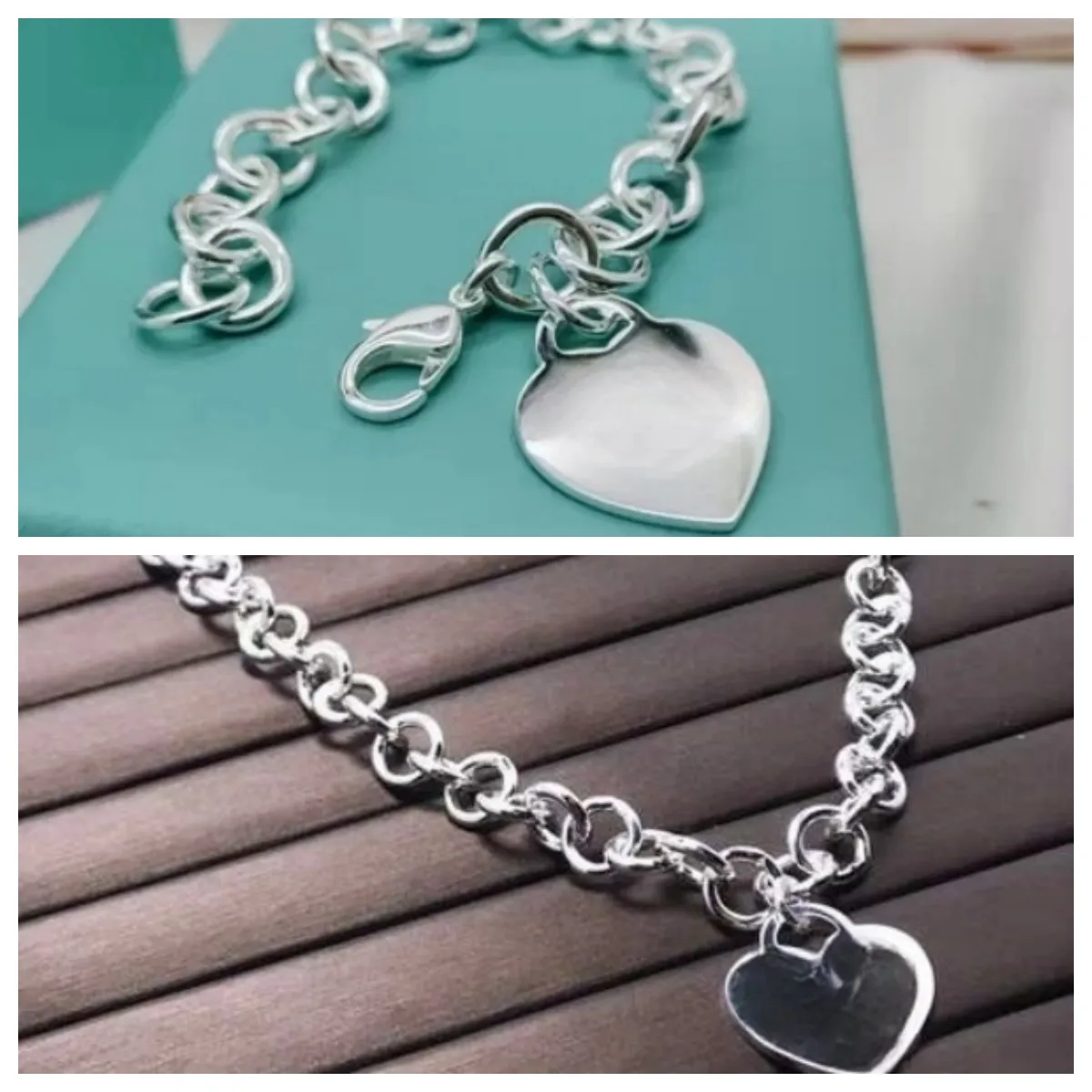 Fashion Heart Shape Pendant Necklace Bracelet Earrings Jewelry with Package Box Gift