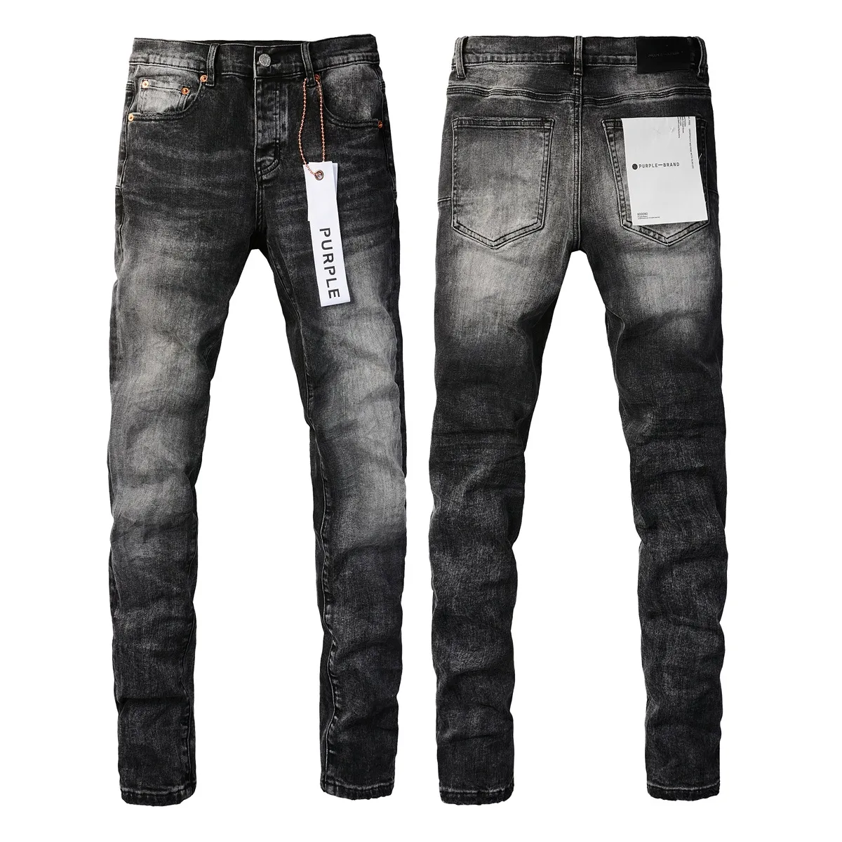 Designer para Mens Calças Roxo Roxo Mens Jeans Tendências Angustiado Preto Rasgado Biker Slim Fit Motocicleta Mans Stacked Men Baggy Jeans Hole2024