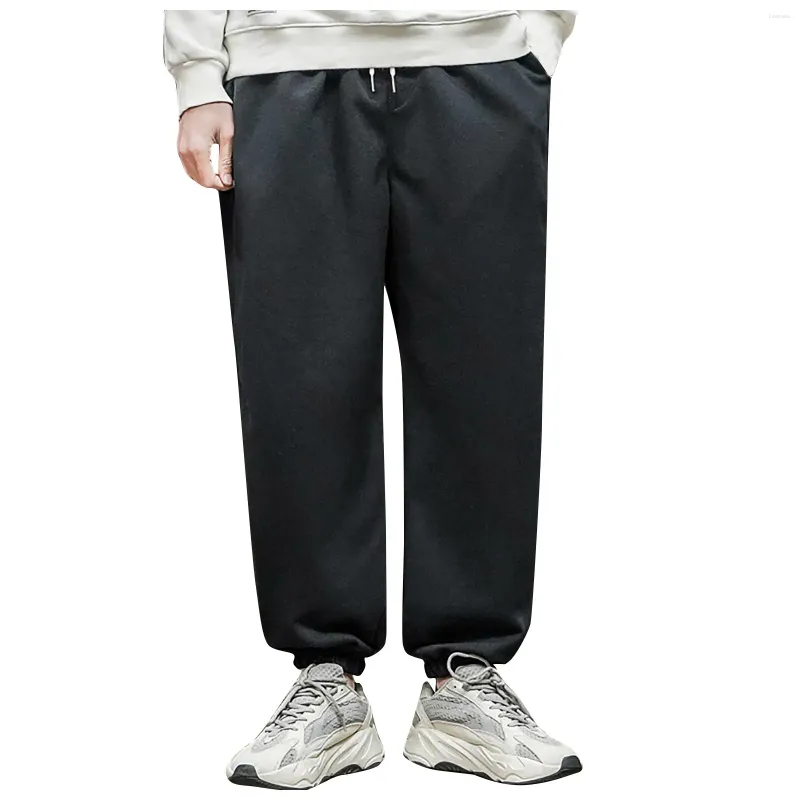 Calças masculinas sweatpants moda masculina cor sólida solta confortável esportes correndo verão respirável suor montagem calcinha masculina preto
