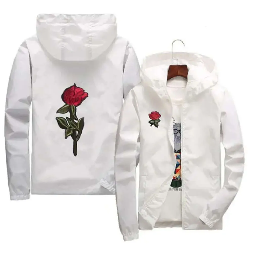 Rose Jacket Windbreaker Men And Women's Jacket New Fashion White And Black Roses Outwear Coat 3