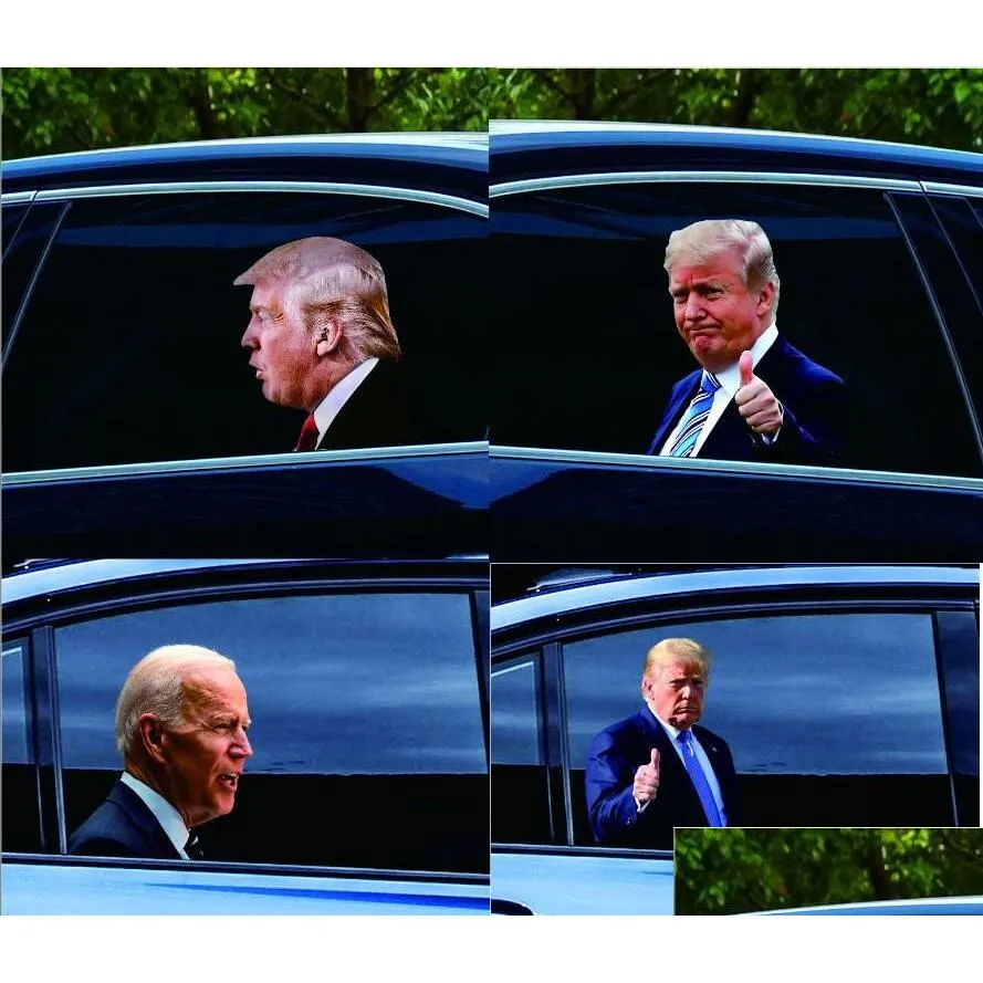 Banner Bandiere 25X32Cm Trump 2024 Adesivo per auto Forniture per feste Elezioni presidenziali americane Adesivi per finestre per auto in PVC Drop Del Delivery Hom Dhzqa