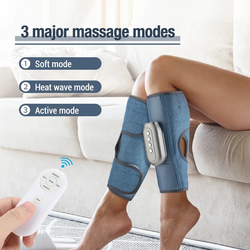 Pressothérapie électrique masseur de mollet vibration chauffée pétrissage jambe pied muscle sans fil pression d'air machine de massage soulagement de la douleur 240122