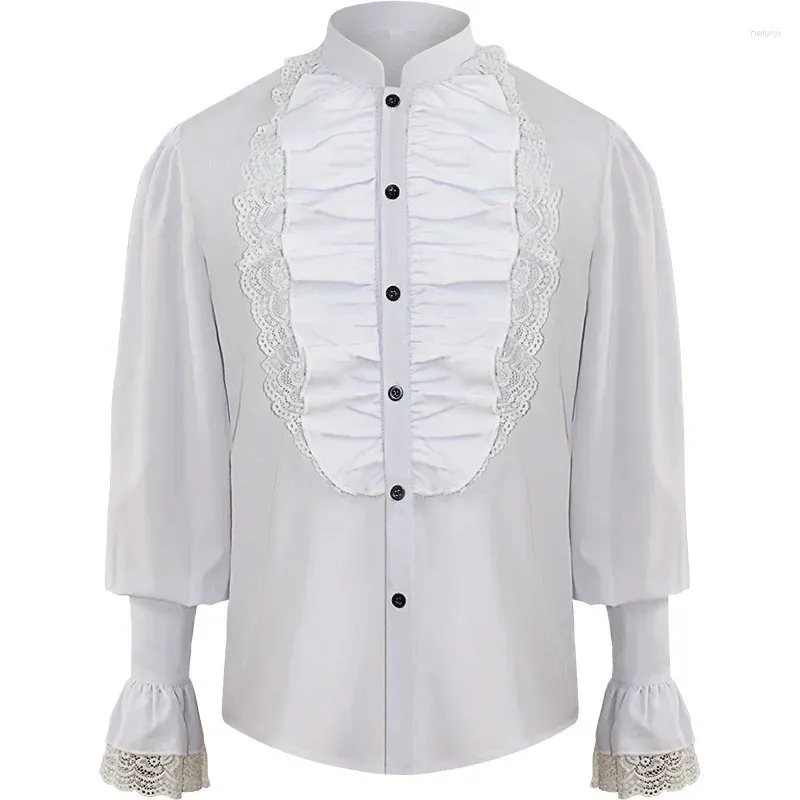 Camisas de vestido masculinas medieval renascentista cosplay traje steampunk top roupas masculinas camisa plissada pirata