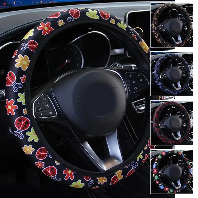 Steering Wheel Covers Car Cover Beetle Printed Cloth Without Inner Universal Styling Interior Accessories