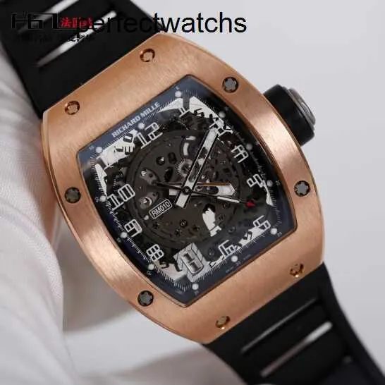 Watch Watch RM Wrist Watch Richardmiille Wristwatch RM010 Automatic Mechanical Watch Rose Gold Material Displan