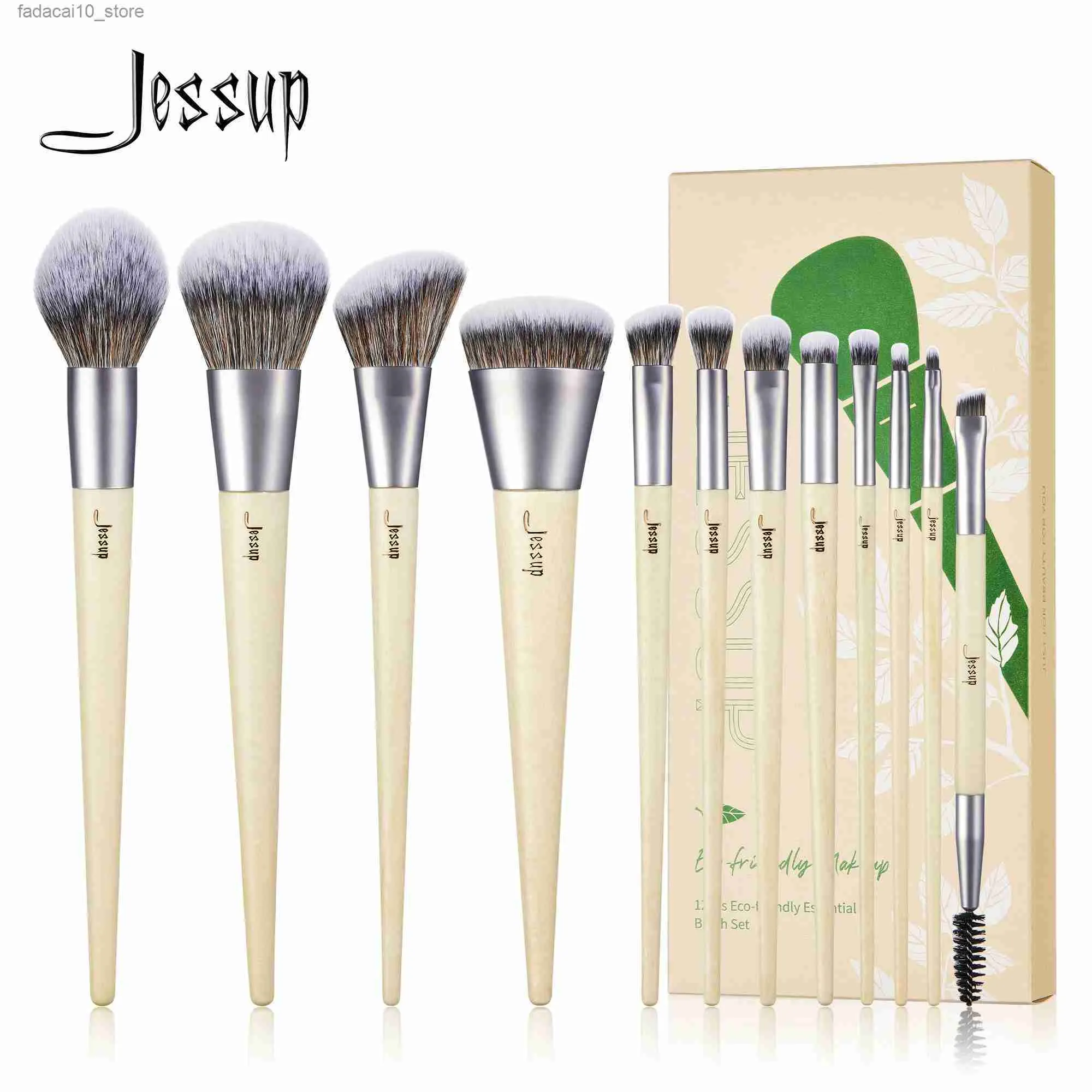 Pinceaux de maquillage Jessup ensemble de pinceaux de maquillage respectueux de l'environnement Premium fond de teint synthétique poudre correcteur coudé mélange fard à paupières Duo sourcil T327 Q240126