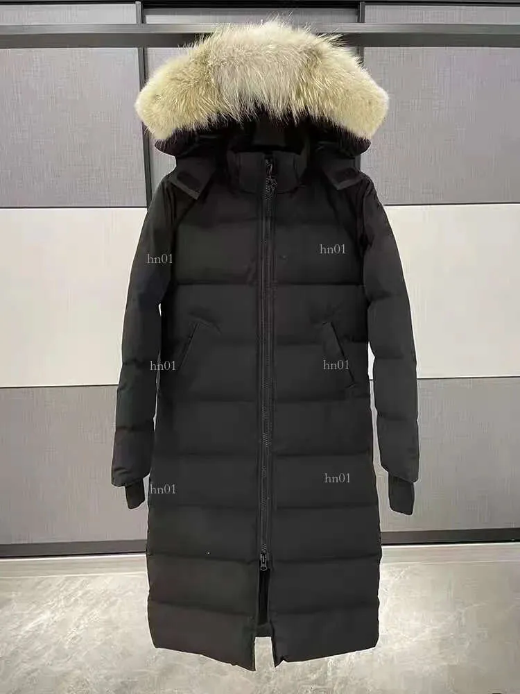 レディースダウンジャケットデザイナーカナディアンファッションブランドが長いコート大きなポケットファーファーカラーサーマルトップメスの秋と冬の大きな衣料品コート575
