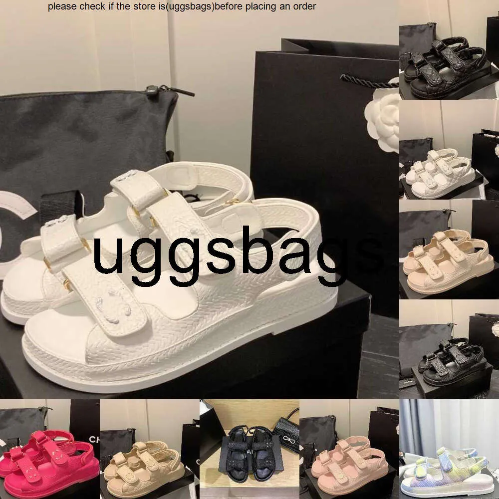 Chanells Shoe Dad Channel Sandals skórzane kobiety łyżka łyżka łyżka haczyka platforma sandałowe plażowe buty diamentowe klamry kostki płaskie płaskie spor