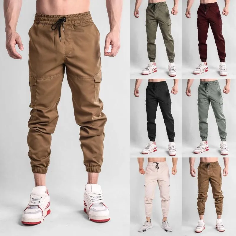 Men's Pants Mens Spring And Autumn Sweatpants Outdoor Wear Fashion Work Dress Feet Sports Nine Point Trousers Pocket Jogging