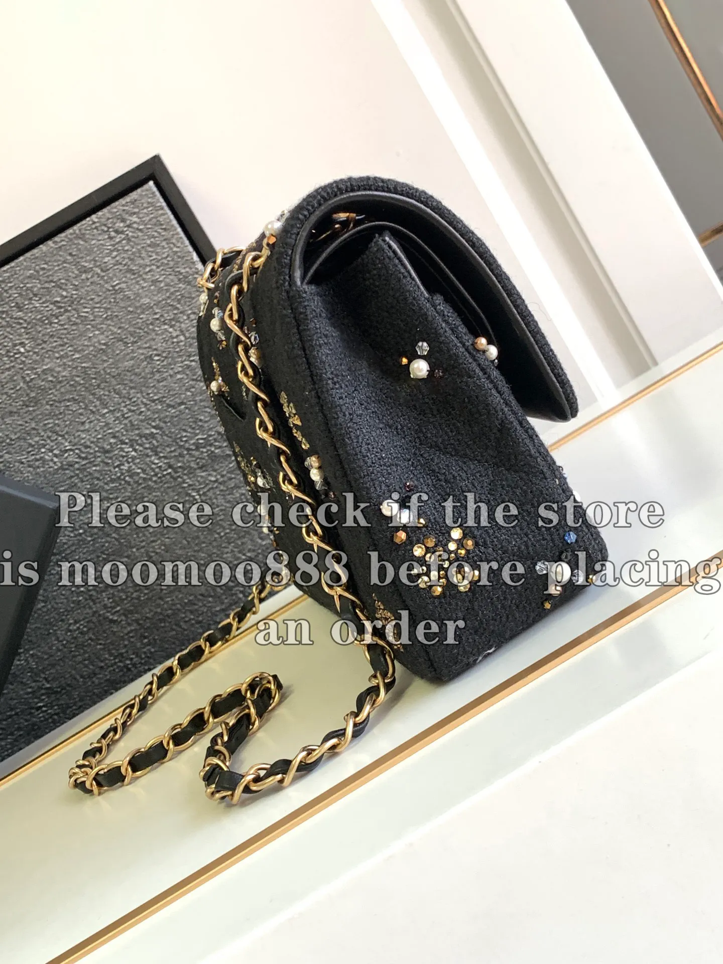 12A All New Mirror Quality Designer Small Tweed Bag 25.5cm Luxurys Classic Handbags Womens Sequins Bag Black Quilted Purse Crossbody Shoulder Chain Box Bags From 296 93 DHgate