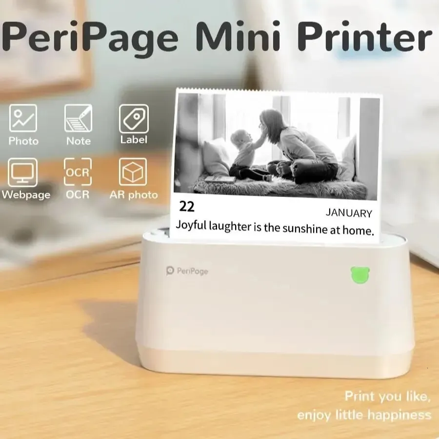 Mini impressora térmica portátil PeriPage A9s Max Series para etiquetas, recibos, compatível com IOS Android APP 203 e 304 Dpi 240124