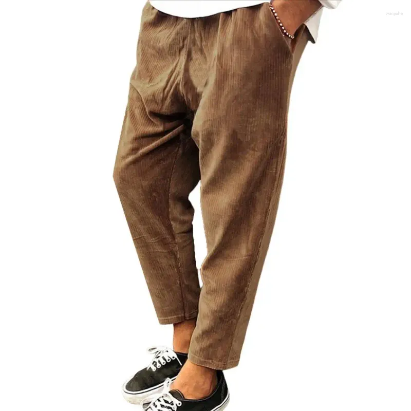 Pantaloni da donna vintage in velluto a coste da uomo tinta unita a vita media pantaloni lunghi dritti estate casual streetwear pantaloni da uomo moda autunnale
