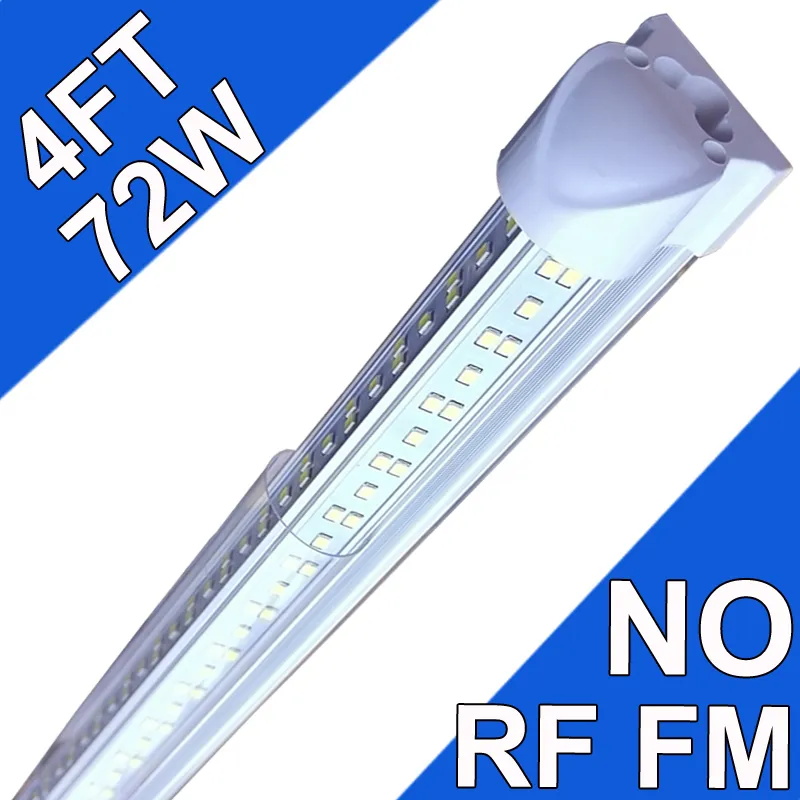 Lampe d'atelier LED 4 pieds, 72 W 72 000 lm 6 500 K, tube LED connectable à couvercle transparent, éclairage LED T8 intégré en forme de V, plafonniers LED pour garage, atelier, usastock