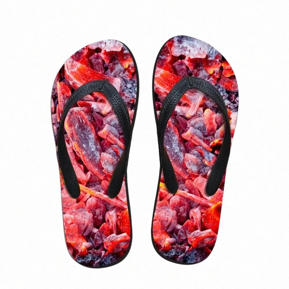 Carbon Grill Rouge Funny Flip Flops Hommes Pantoufles d'intérieur PVC EVA Chaussures Plage Sandales d'eau Pantufa Sapatenis Masculino H1ON #