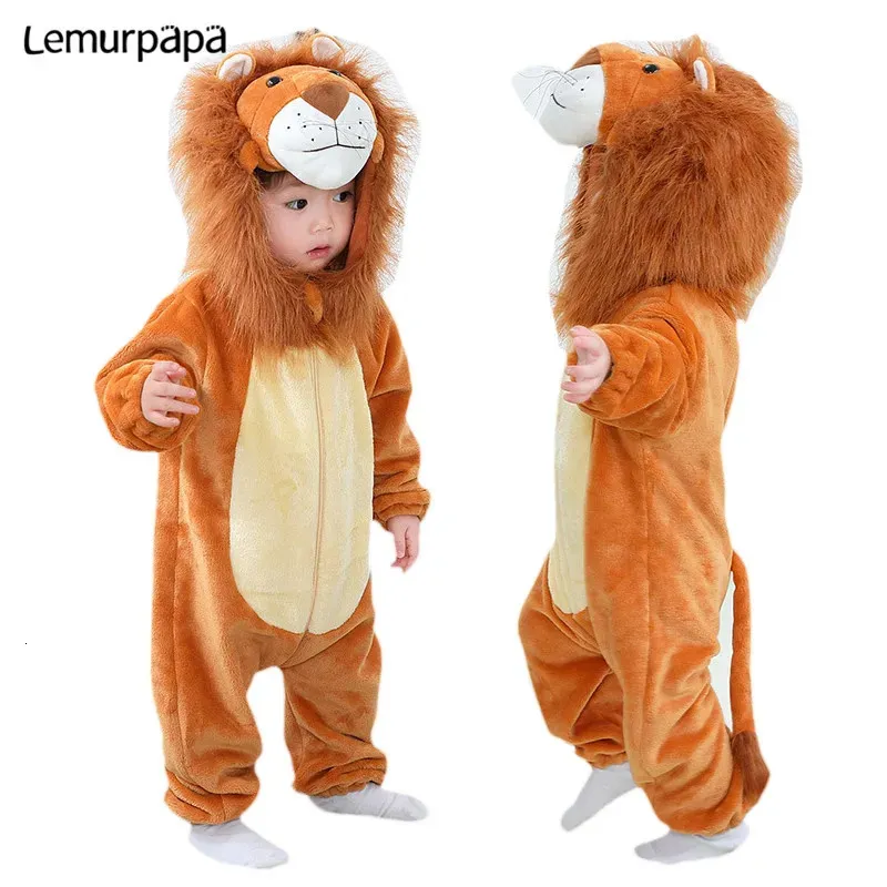 Born Baby Clothes Pagliaccetto Tutina Cartoon Cute Lion Pagliaccetti Halloween Costume per bambini Morbido vestito caldo ropa bebe 0-3 anni Bambino 240119